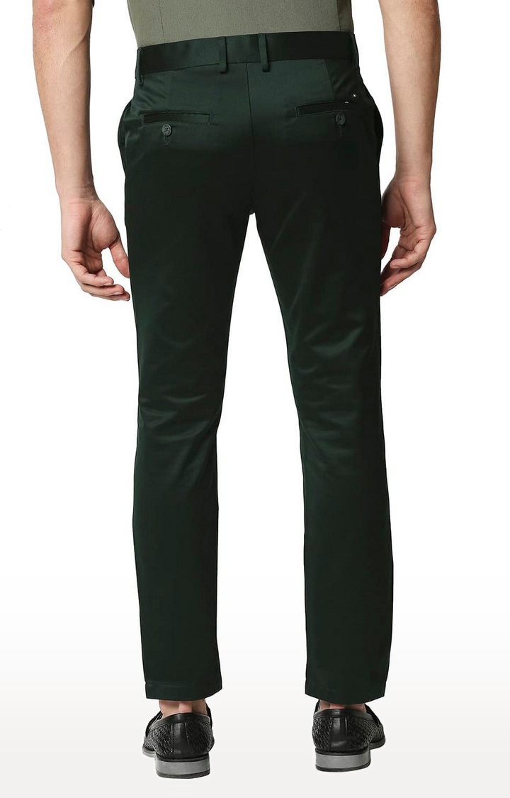 Basics | Men's Dark Green Cotton Blend Solid Trouser 2