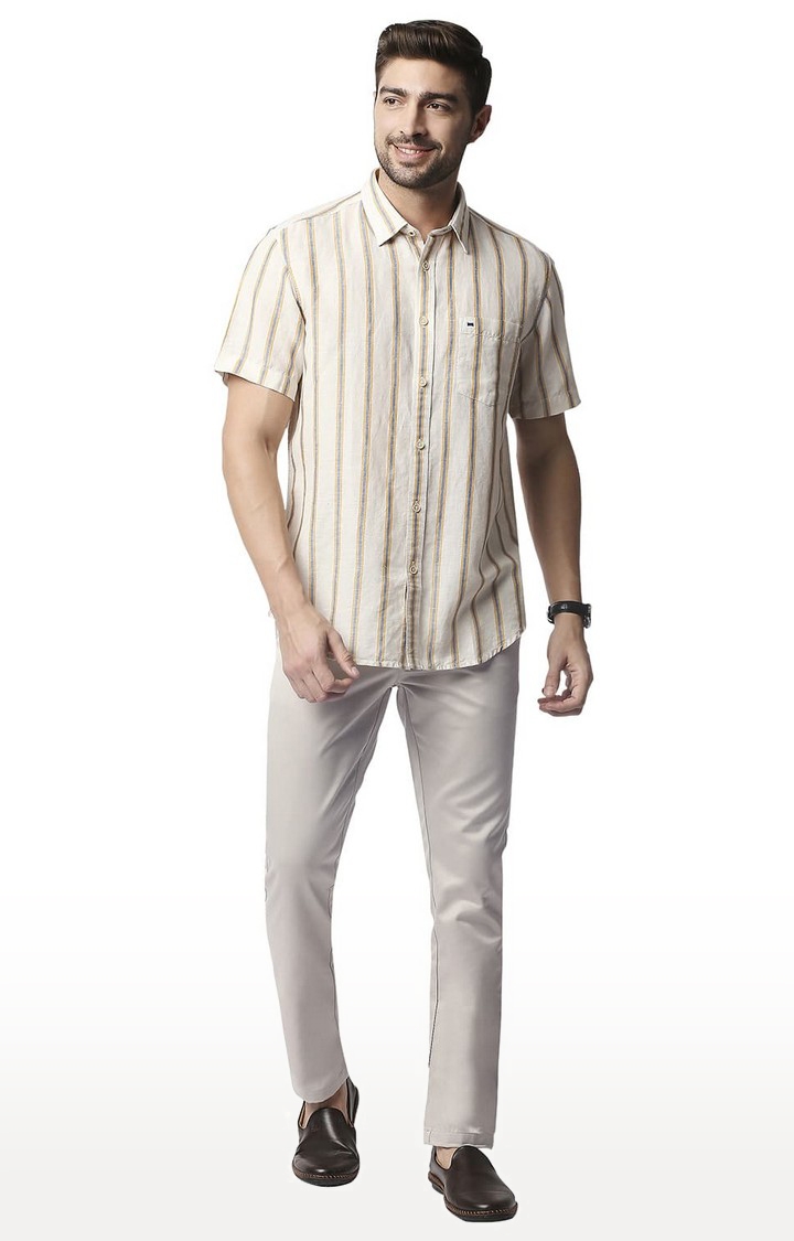 Basics | Men's Grey Cotton Blend Solid Trouser 1
