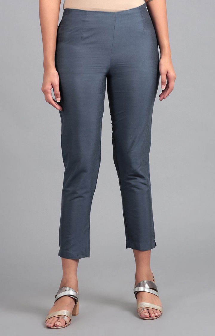 W | Women's Grey Cotton Blend Trousers 0