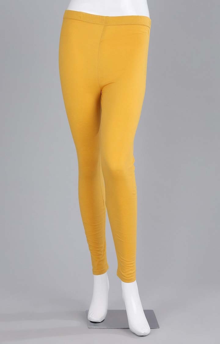 Aurelia | Women's Yellow Cotton Blend Leggings 0