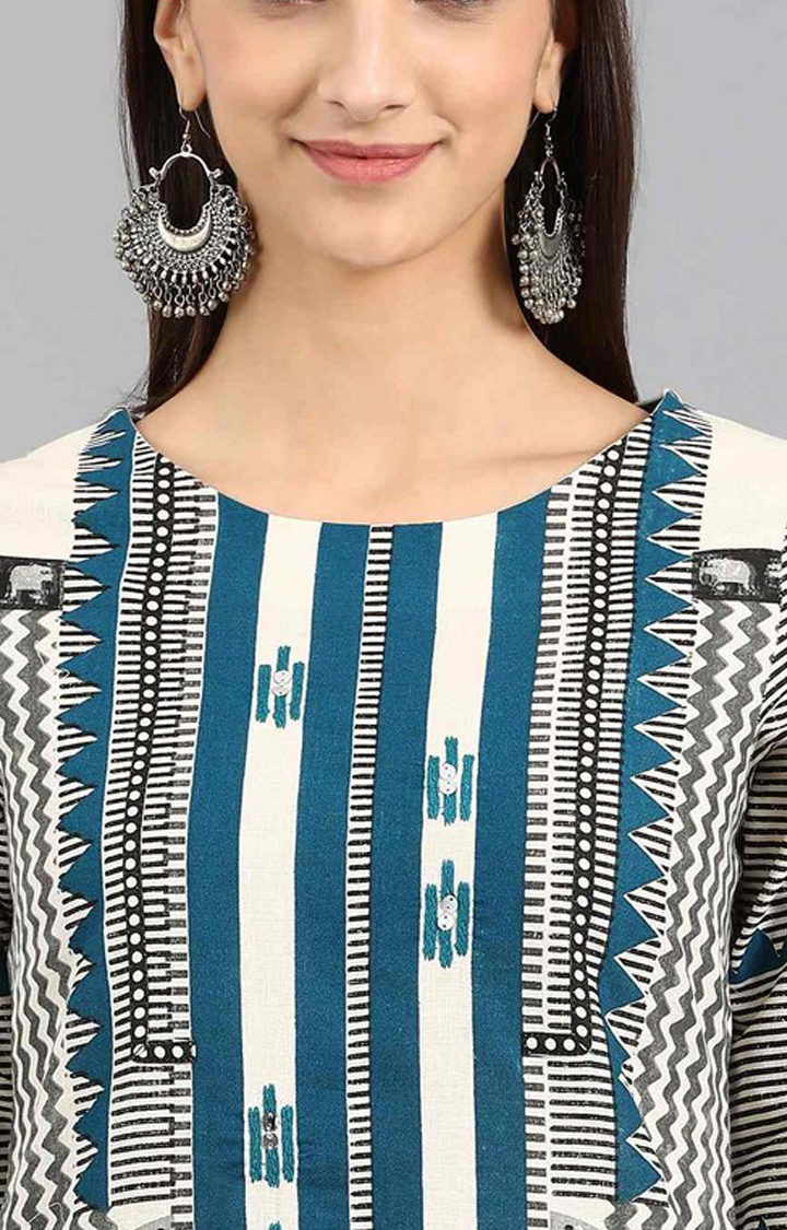 Women's White Cotton Blend  Kurtas