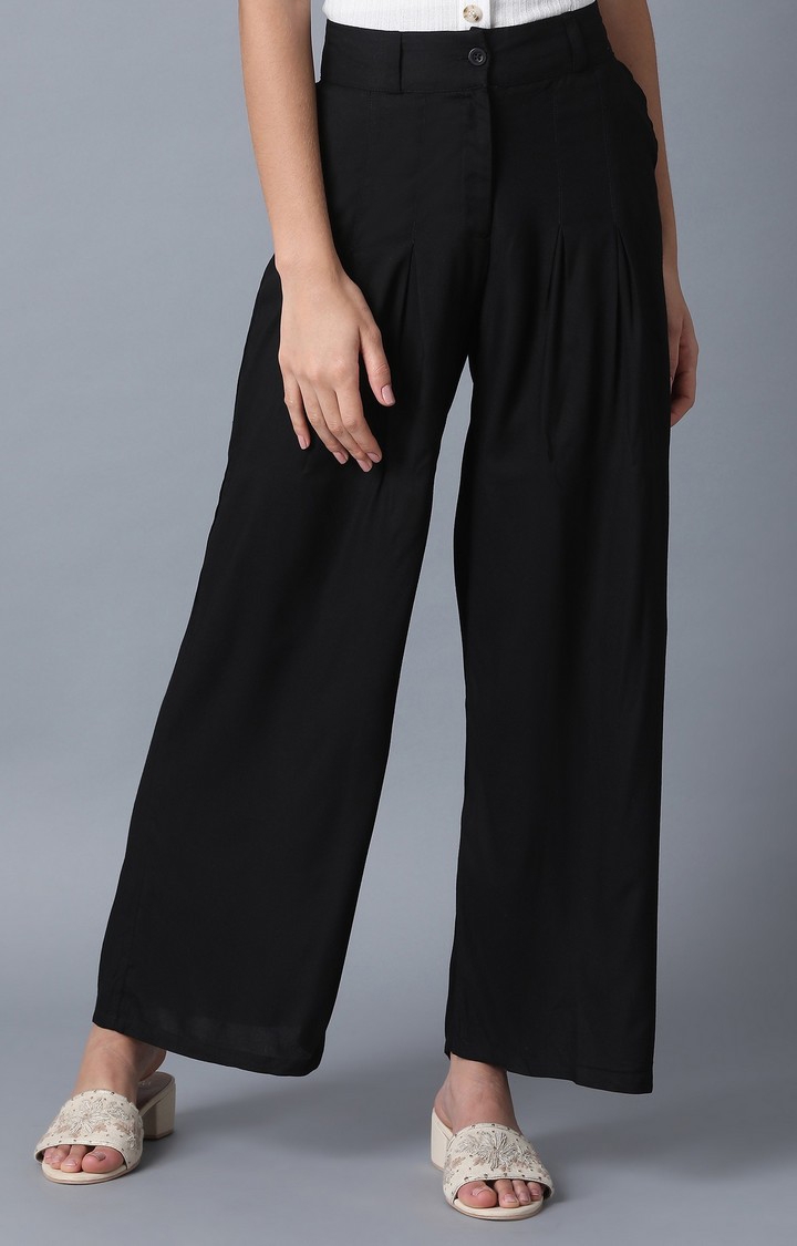 W | Women's Black Cotton Blend Trousers 0