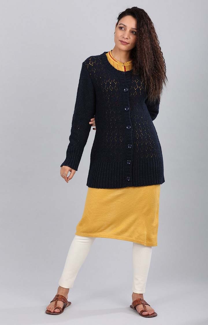 Aurelia | Women's Blue Cotton Blend Sweaters 0
