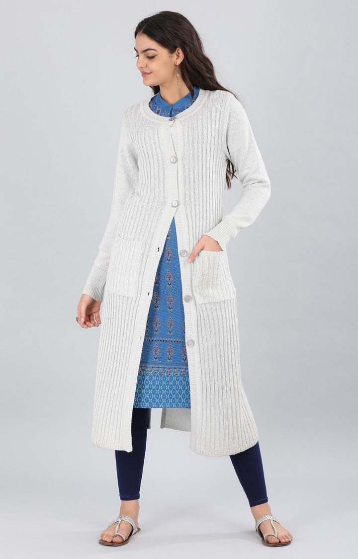Aurelia | Women's White Cotton Blend Cardigans 0
