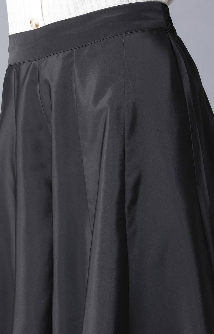 W | Women's Black Polyester Solid Skirts 5