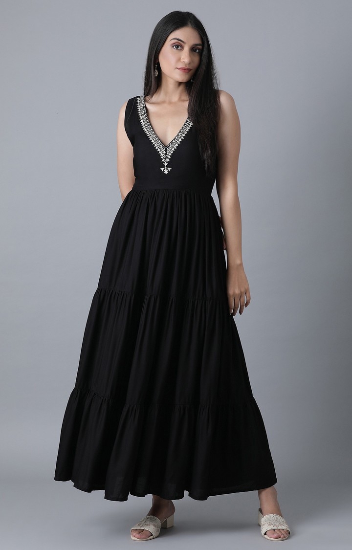 Fabricons Women Ethnic Dress Black Dress - Buy Fabricons Women Ethnic Dress  Black Dress Online at Best Prices in India | Flipkart.com