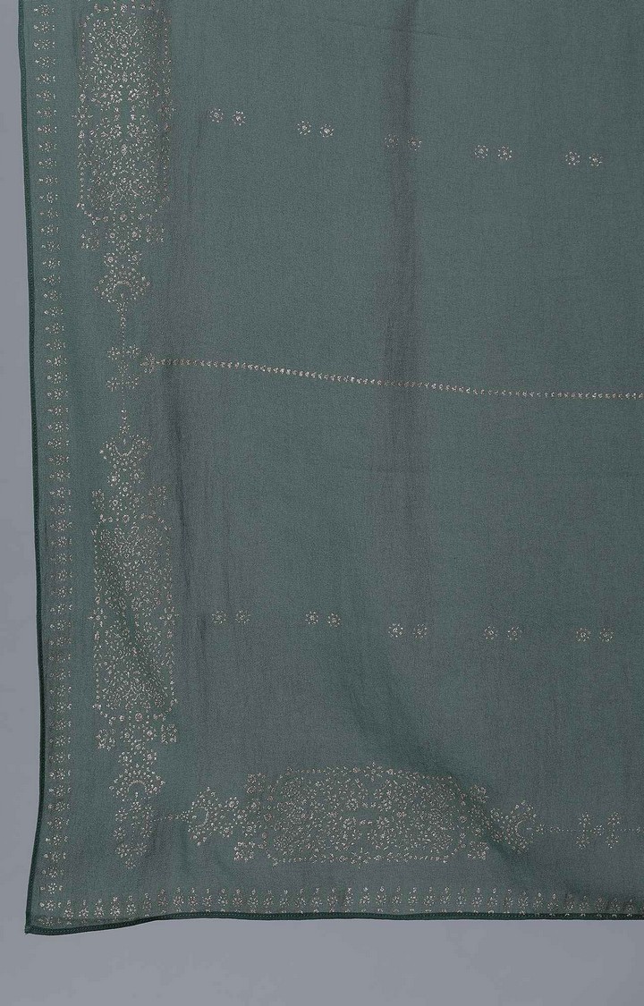 Women's Green Polyester Dupatta