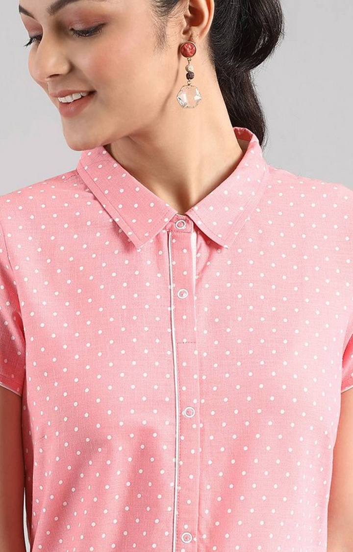 Aurelia | Women's Pink Cotton Blend Geometrical Kurtas 4