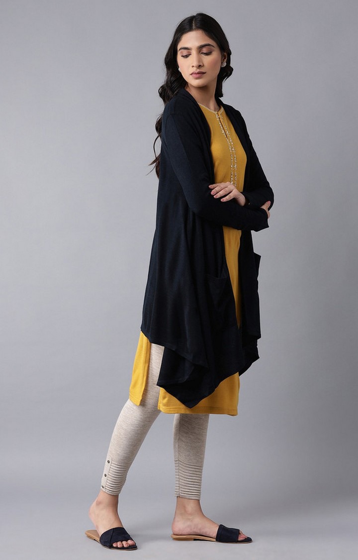 W Blue Soft Acrylic Cardigan
