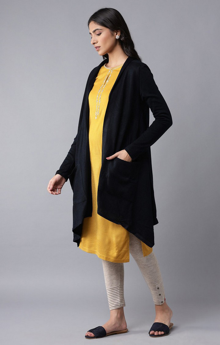 W Blue Soft Acrylic Cardigan