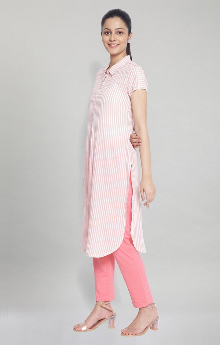 Aurelia | Women's Pink Cotton Tie Dye Kurtas 1