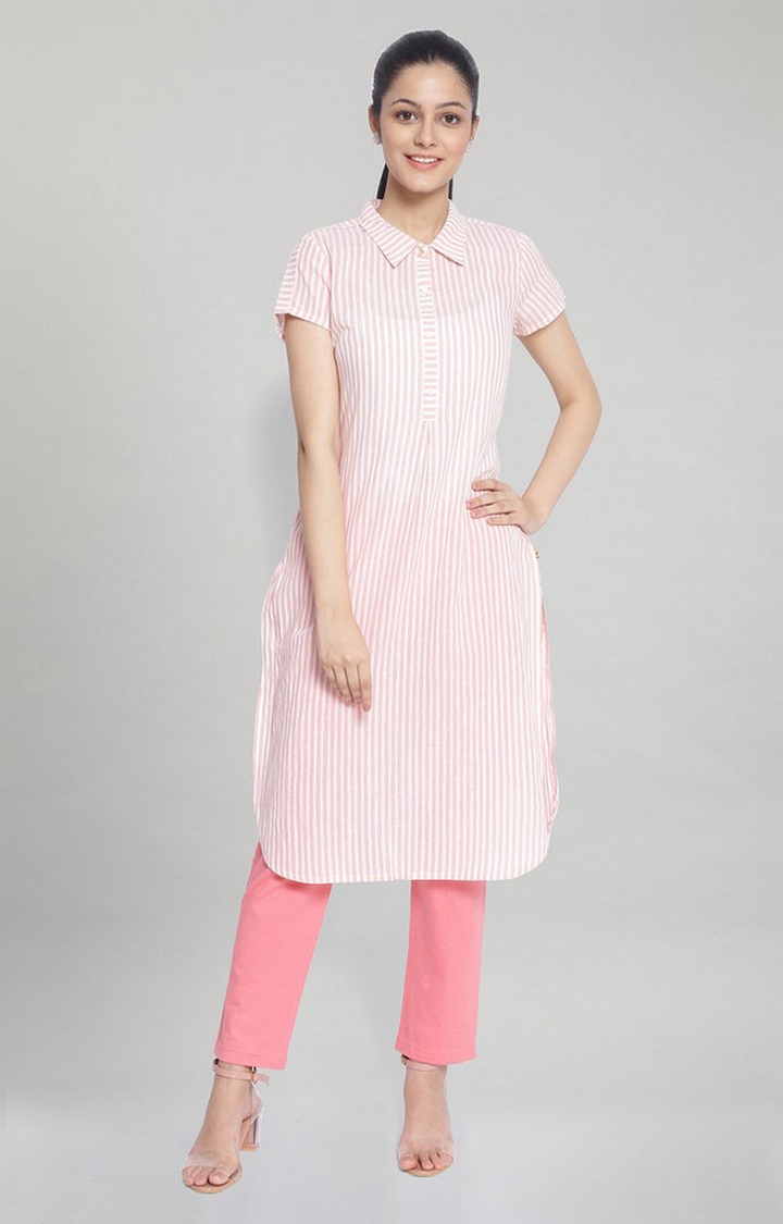 Aurelia | Women's Pink Cotton Tie Dye Kurtas 0