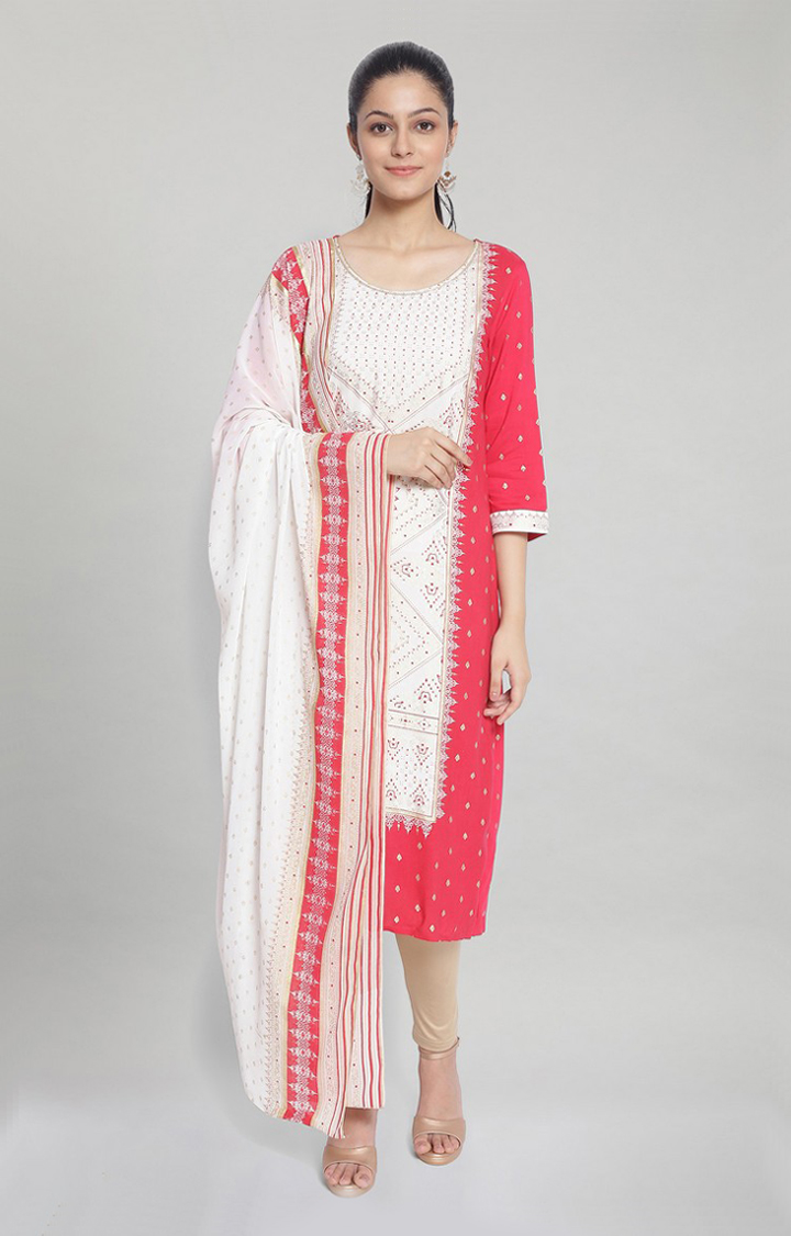 White Printed Polyester Dupatta