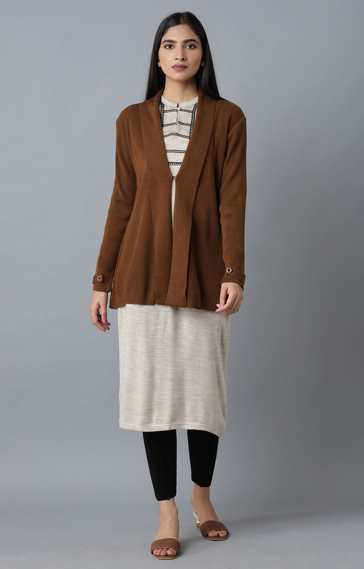 W Pumpkin Orange Cardigan