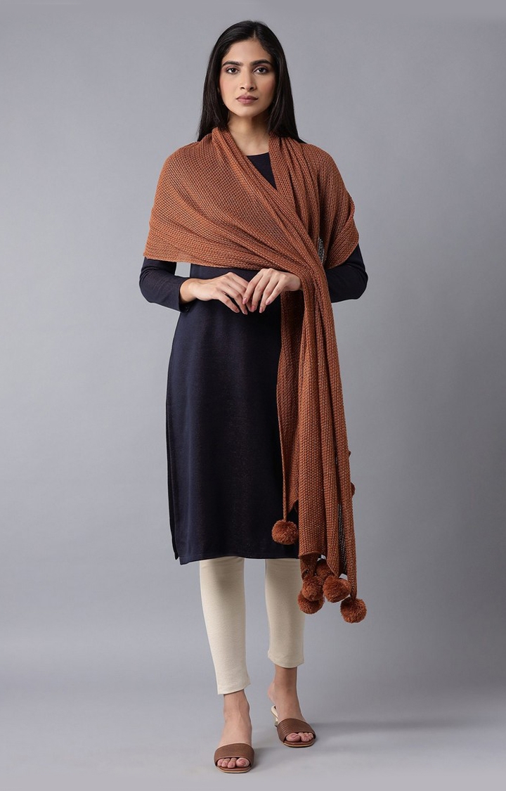 W | W Brown Knitted Stole  1