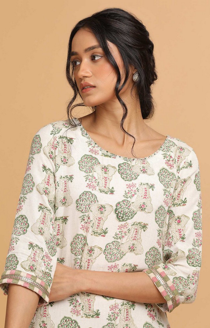 Women's White Viscose  Kurtas