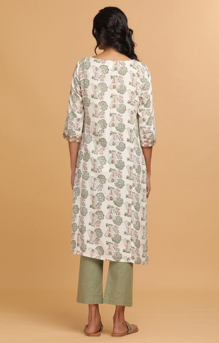 Women's White Viscose  Kurtas