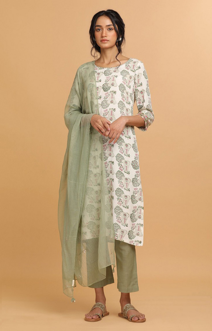 Women's White Viscose  Kurtas