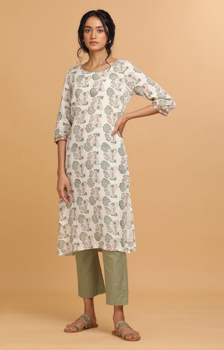 Women's White Viscose  Kurtas
