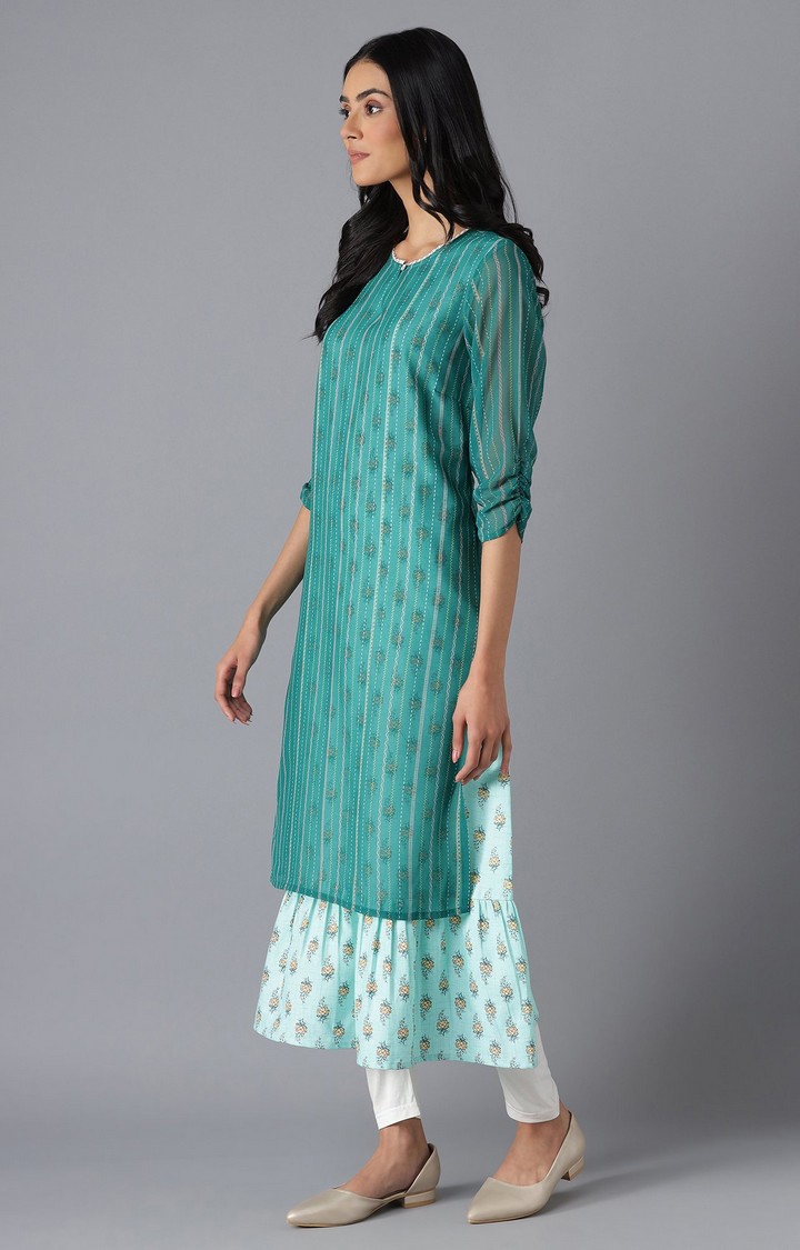 Aurelia | Green Printed Ethnic Gowns 1