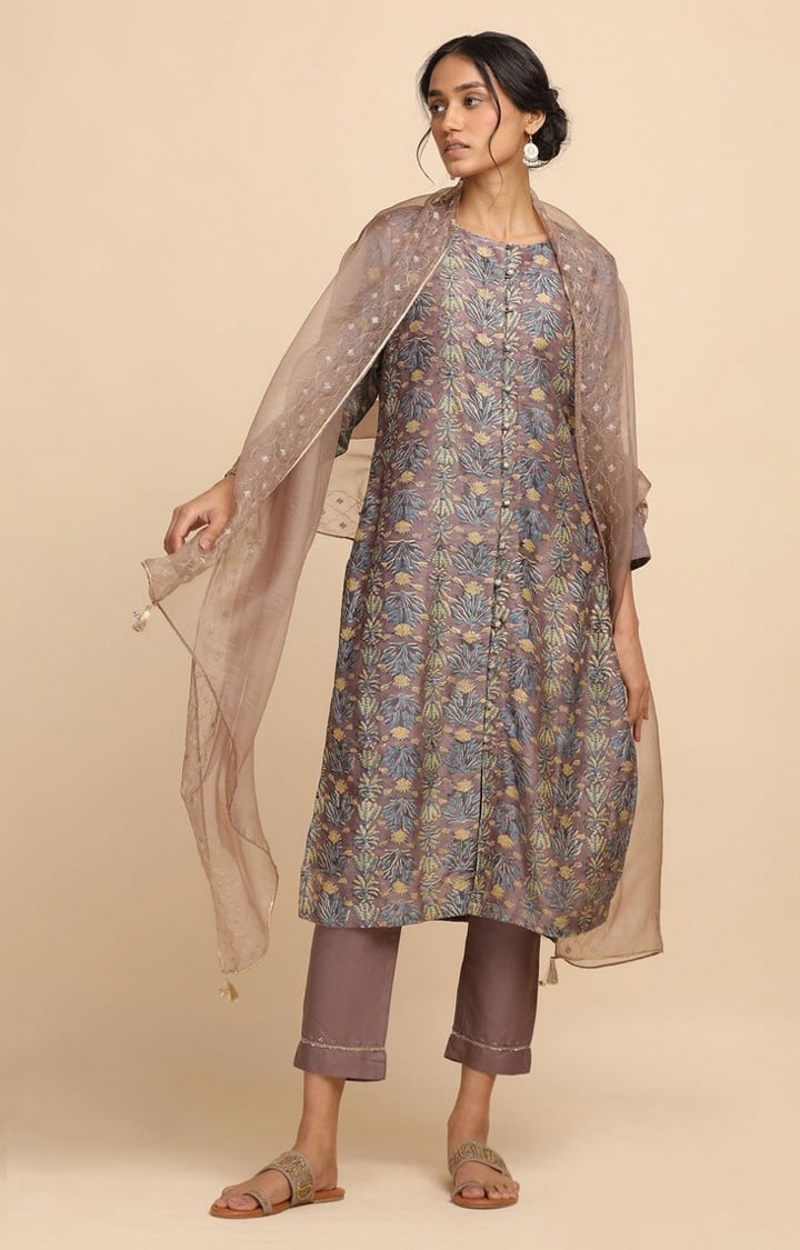Brown Silk Organza Drape