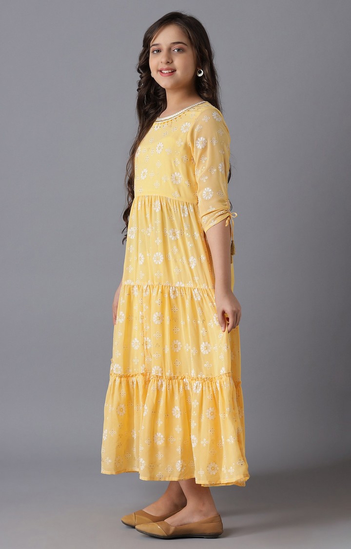 Aurelia | Mango Yellow Girls Ethnic Gown 1