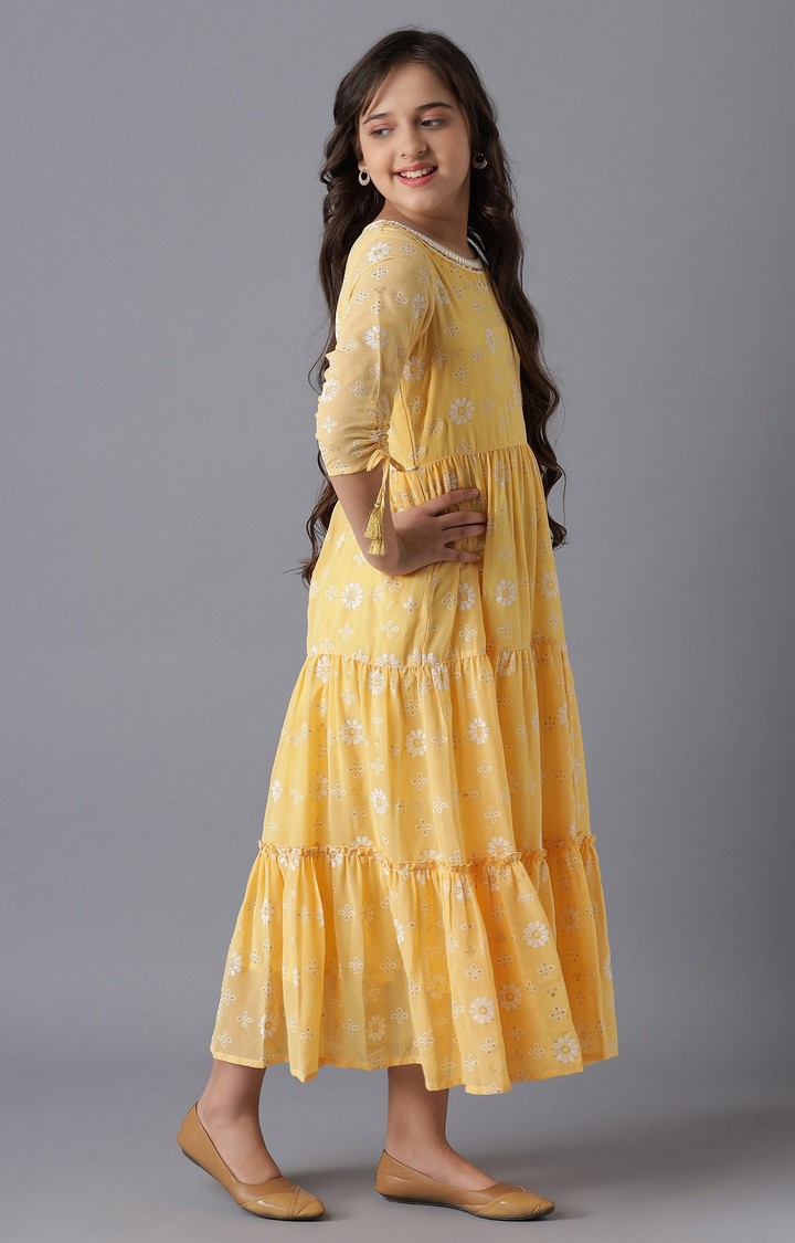 Aurelia | Mango Yellow Girls Ethnic Gown 2
