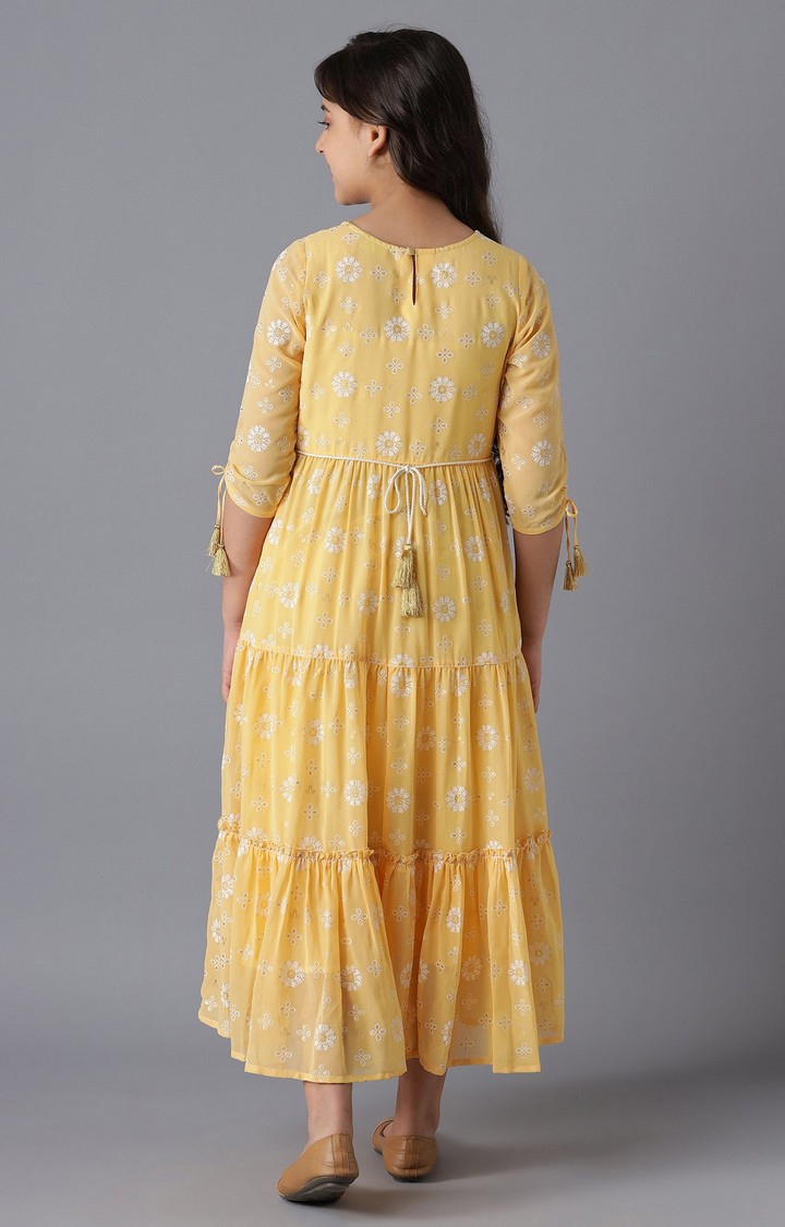 Aurelia | Mango Yellow Girls Ethnic Gown 3