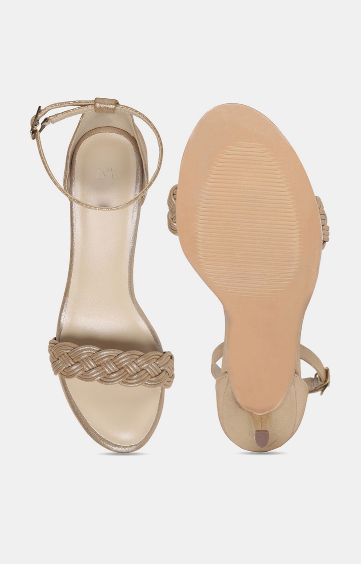W | W GOLD Whole Foot Woven Design Almond Toe Stiletto 2