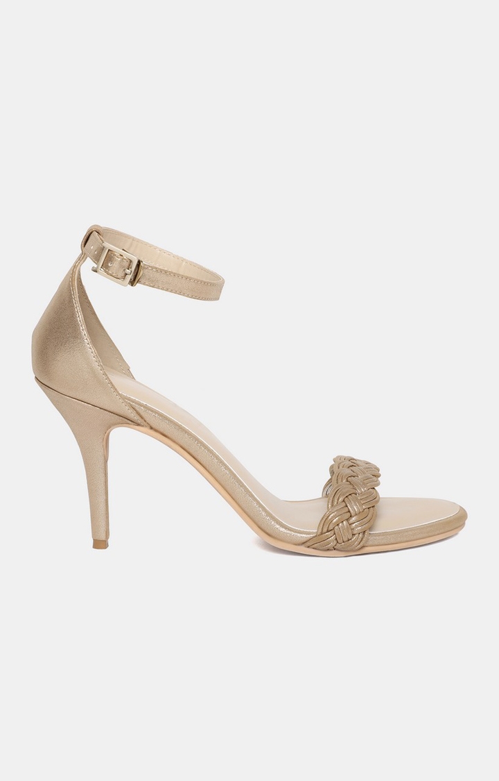 W | W GOLD Whole Foot Woven Design Almond Toe Stiletto 0