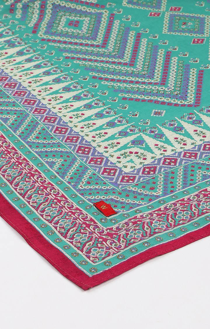 W Green Voile Printed Dupatta