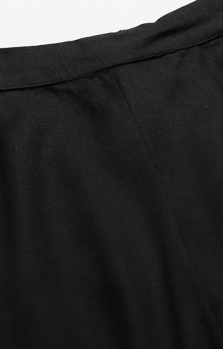 W | Women's Black Rayon Solid Trousers 5