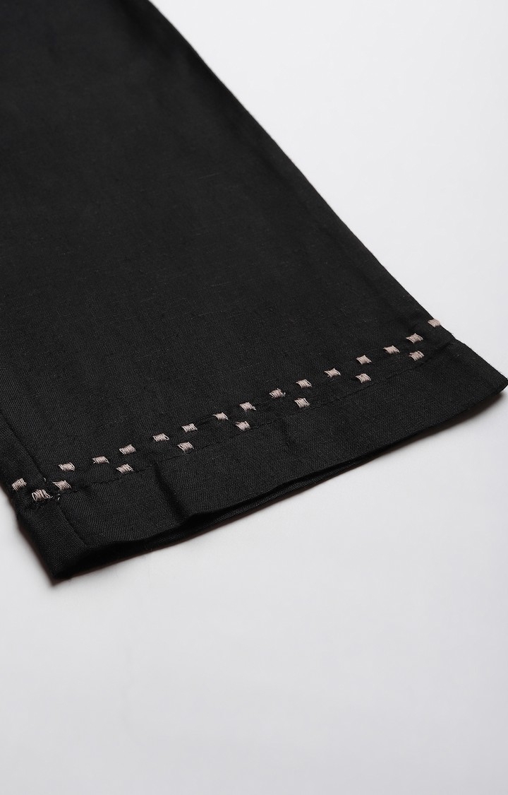 W | Women's Black Rayon Solid Trousers 7