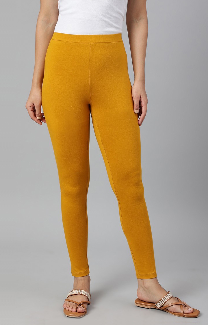 Premium Viscose Stretchable Ankle Length Leggings for Women ( Noble Yellow )