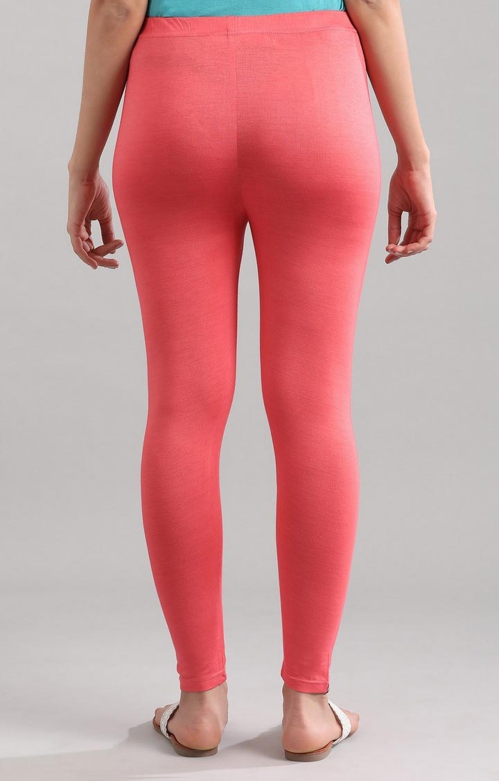 Aurelia | Women's Pink Cotton Blend Solid Tights 4
