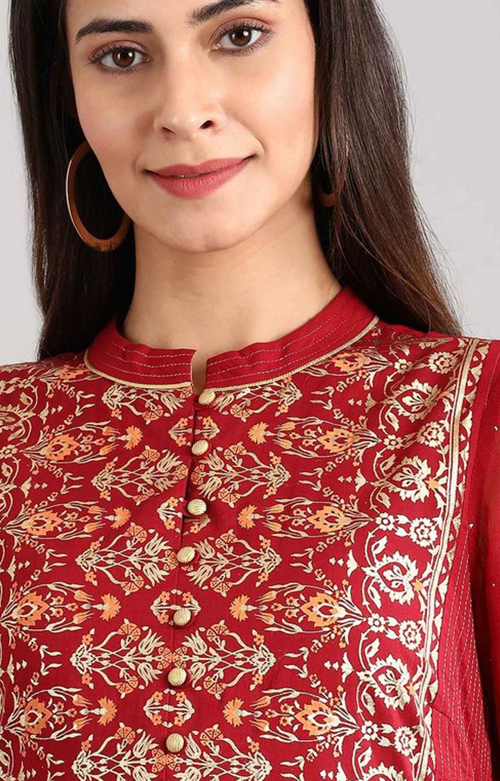 Disha Patani's Red Embroidered Ethnic Gown