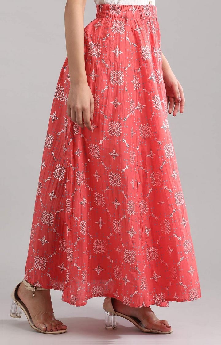 Aurelia | Women's Pink Cotton Geometrical Skirts 3