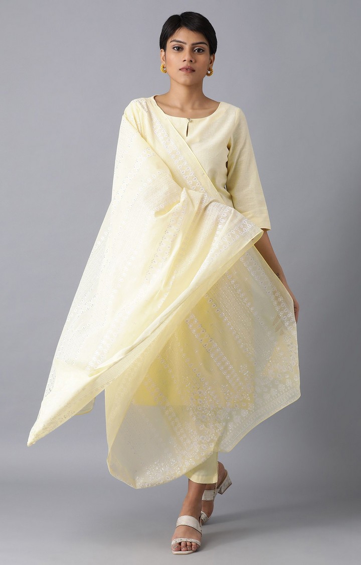 W | Women's Yellow Cotton Dupattas 2