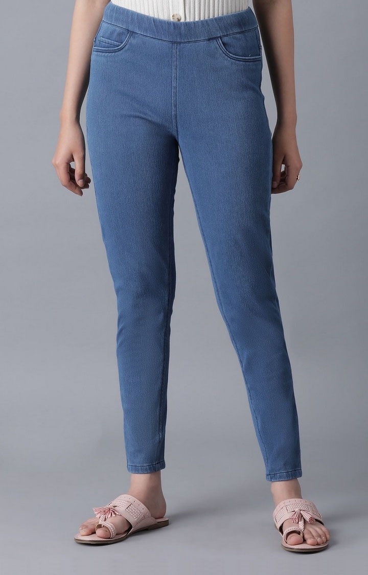 blue cotton jeggings