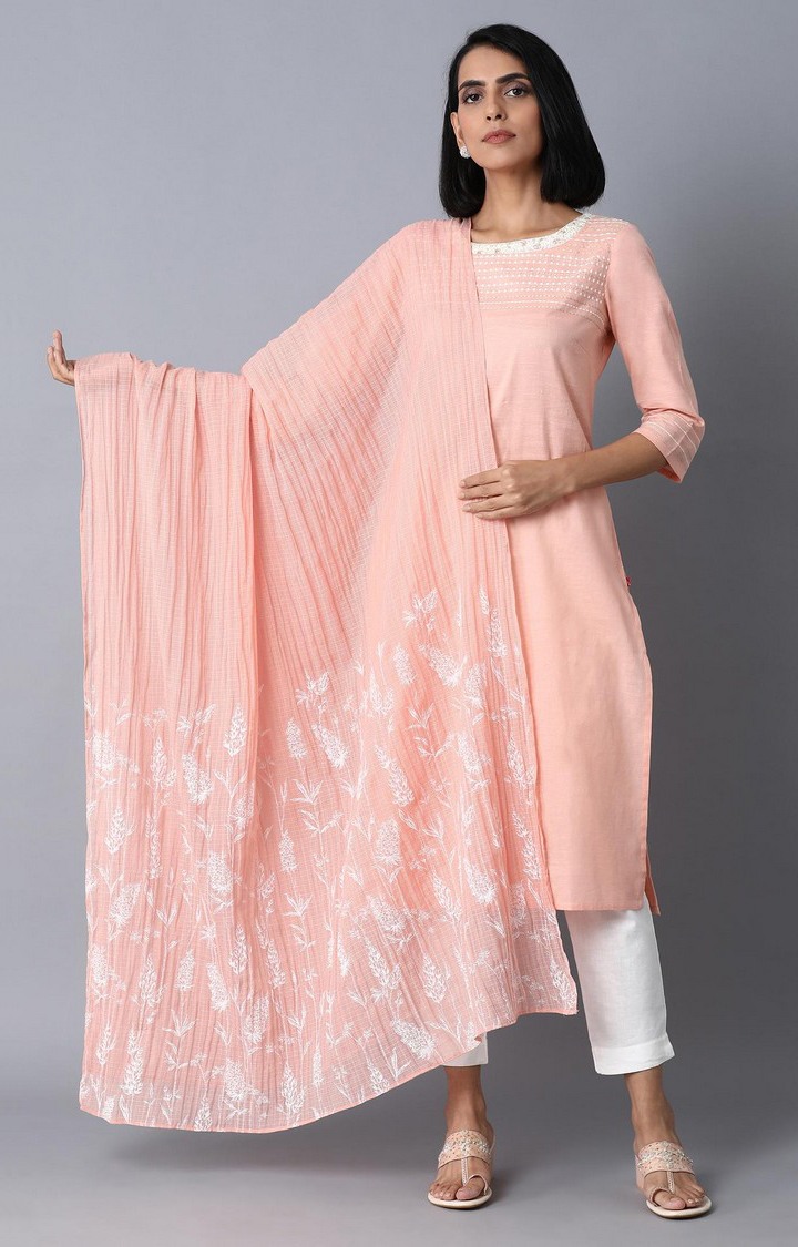 Light Pink Kota Checks Dupatta