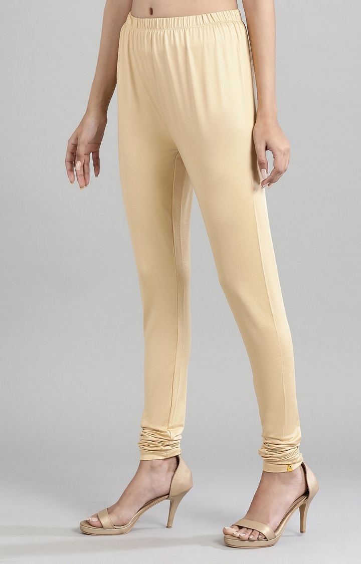 Aurelia | Women's Gold Polyester Printed Leggings 2