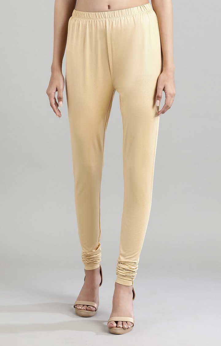 Aurelia | Women's Gold Polyester Printed Leggings 0