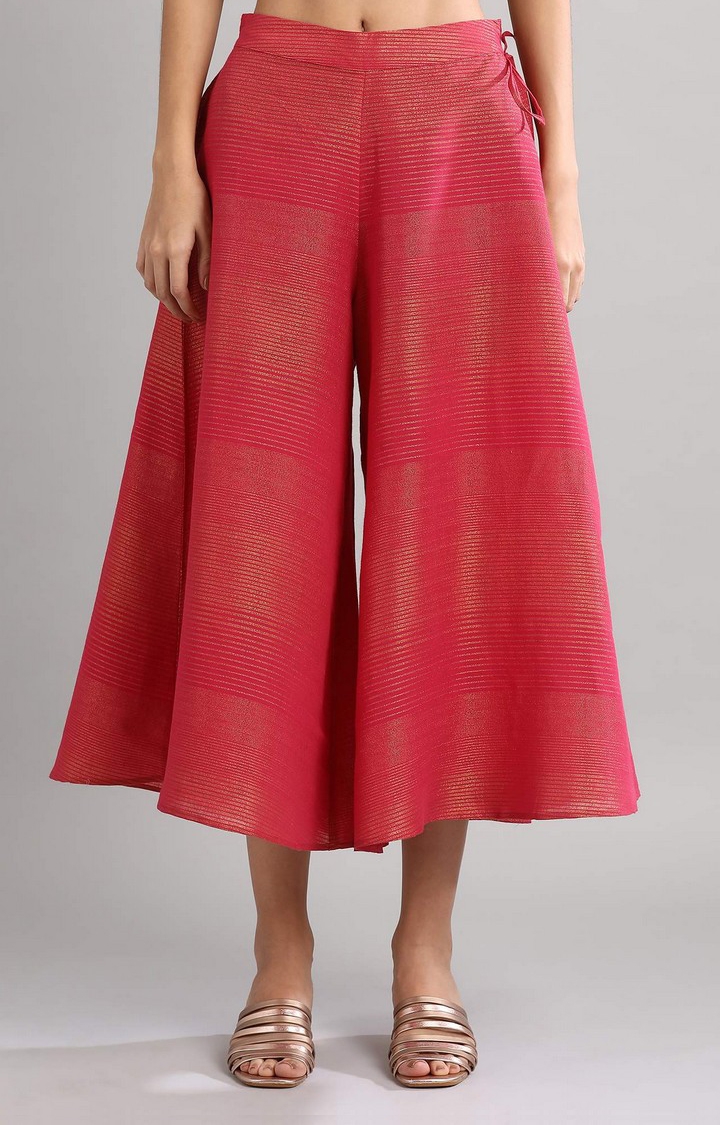 Aurelia | Women's Pink Cotton Blend Solid Culottes 0