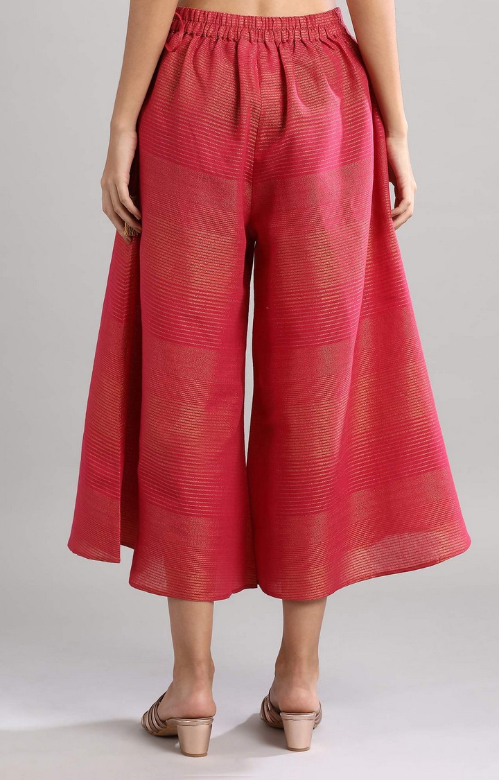 Aurelia | Women's Pink Cotton Blend Solid Culottes 4
