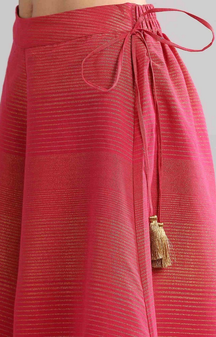 Aurelia | Women's Pink Cotton Blend Solid Culottes 5