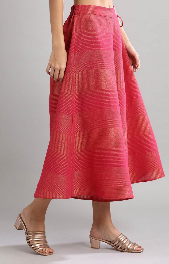 Aurelia | Women's Pink Cotton Blend Solid Culottes 3