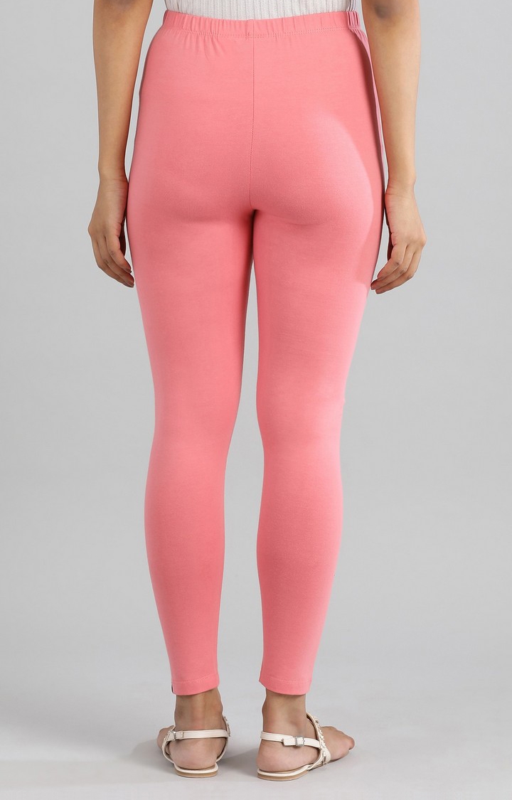 Aurelia | Women's Pink Cotton Blend Solid Tights 4