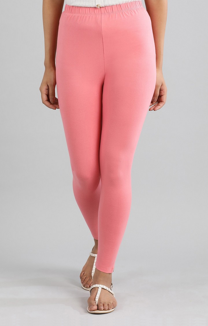 Aurelia | Women's Pink Cotton Blend Solid Tights 0