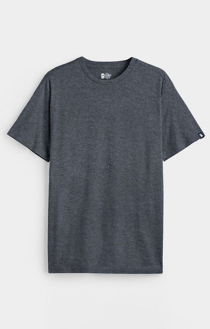 Men's Grey Solid Regular T-Shirt