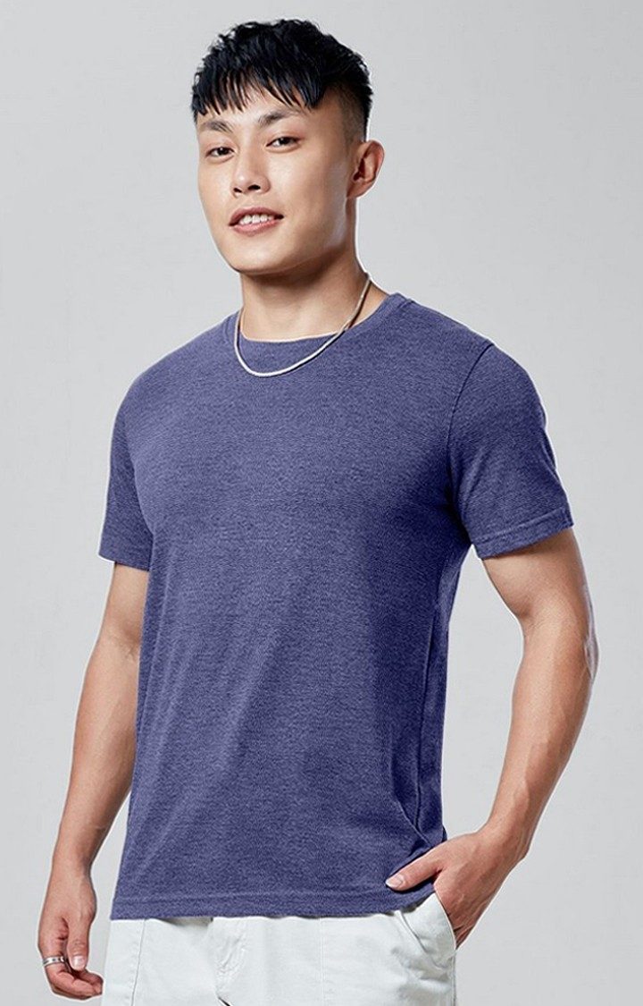 The Souled Store | Men's Blue Solid Regular T-Shirt